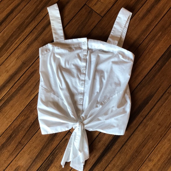 Express Tops - EXPRESS WHITE BUTTON DOWN FRONT TIE TANK